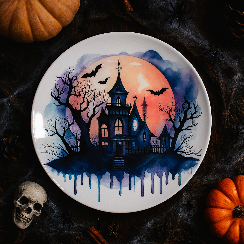 Halloween Haunted House Plate