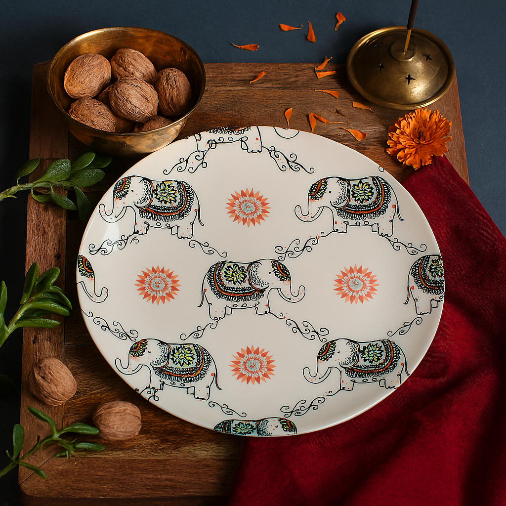 Elephant Floral Plate