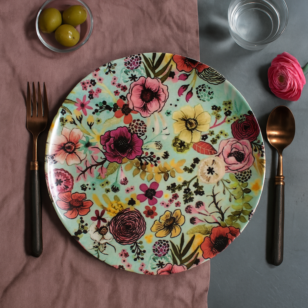 Floral round plate
