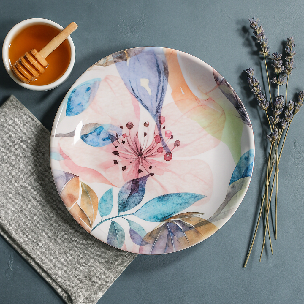 Floral watercolor plate