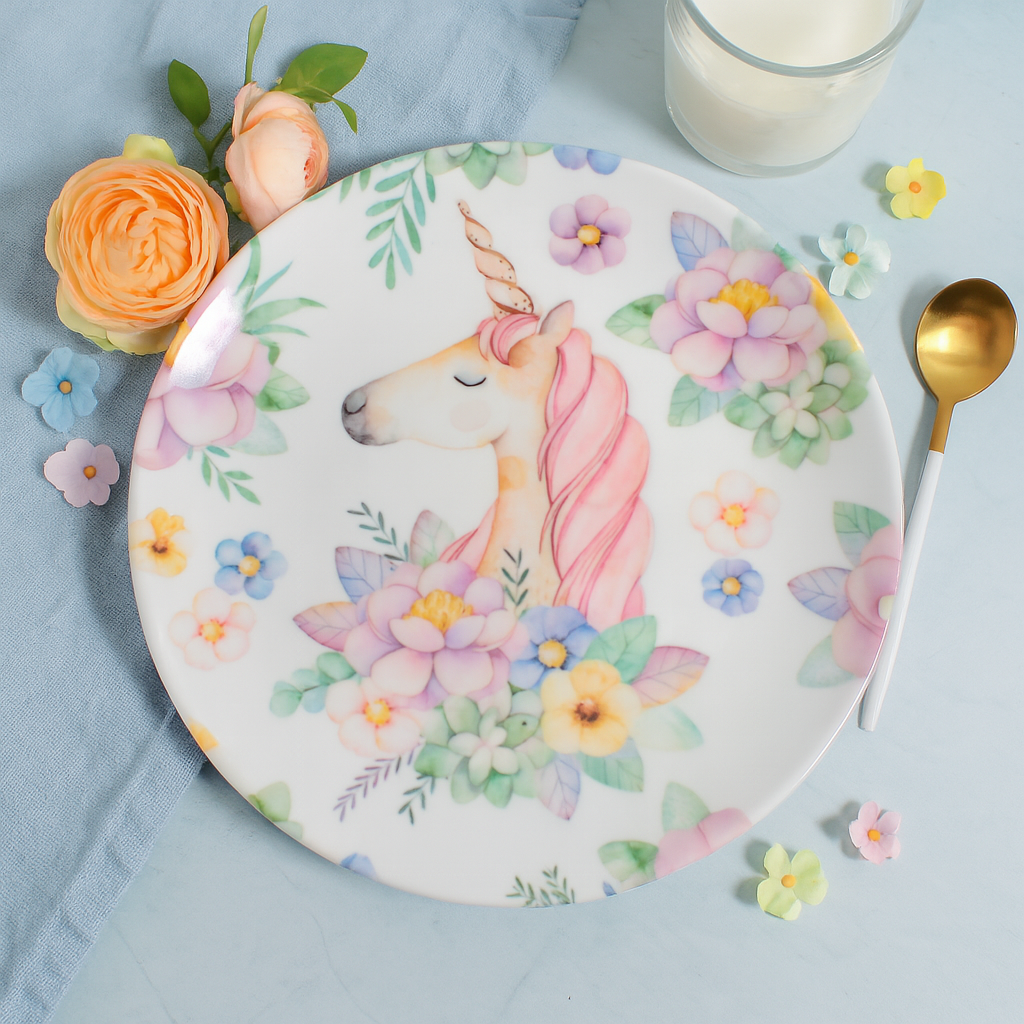 Unicorn Floral Decor Plate
