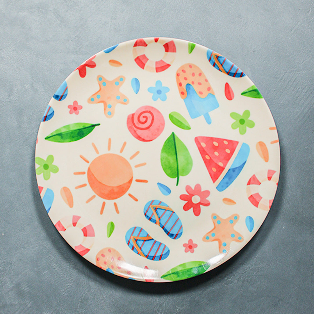 Summer-themed round plate