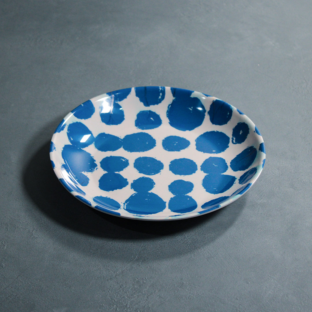 Blue-spotted round platter