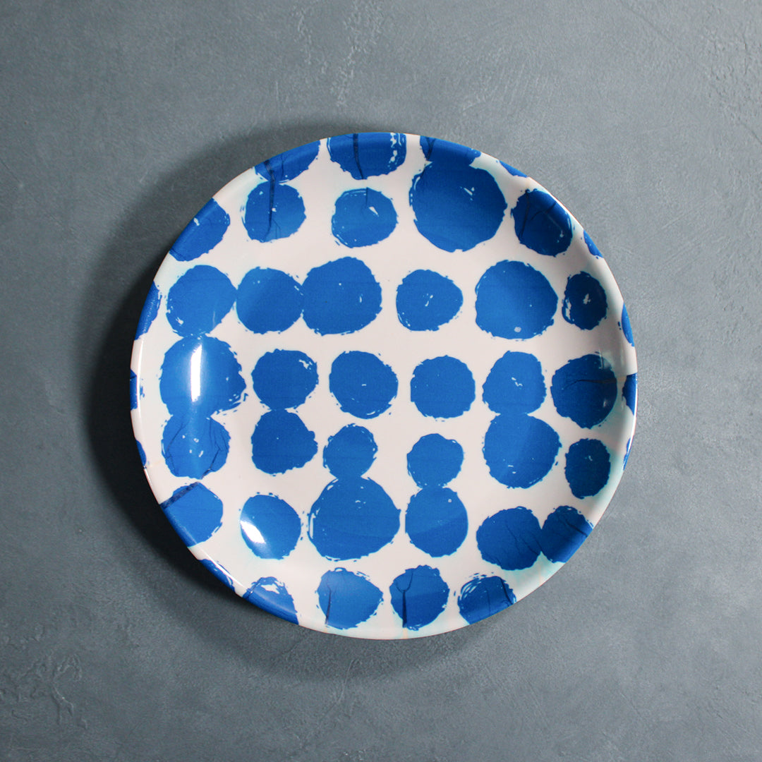 Blue-spotted round platter