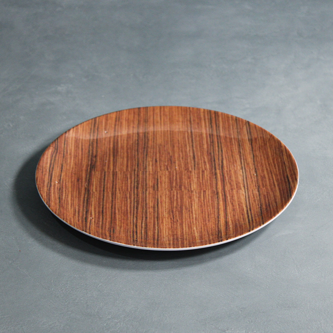 Wood-grain round plate