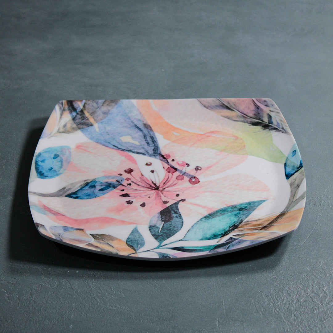 Floral watercolor square plate